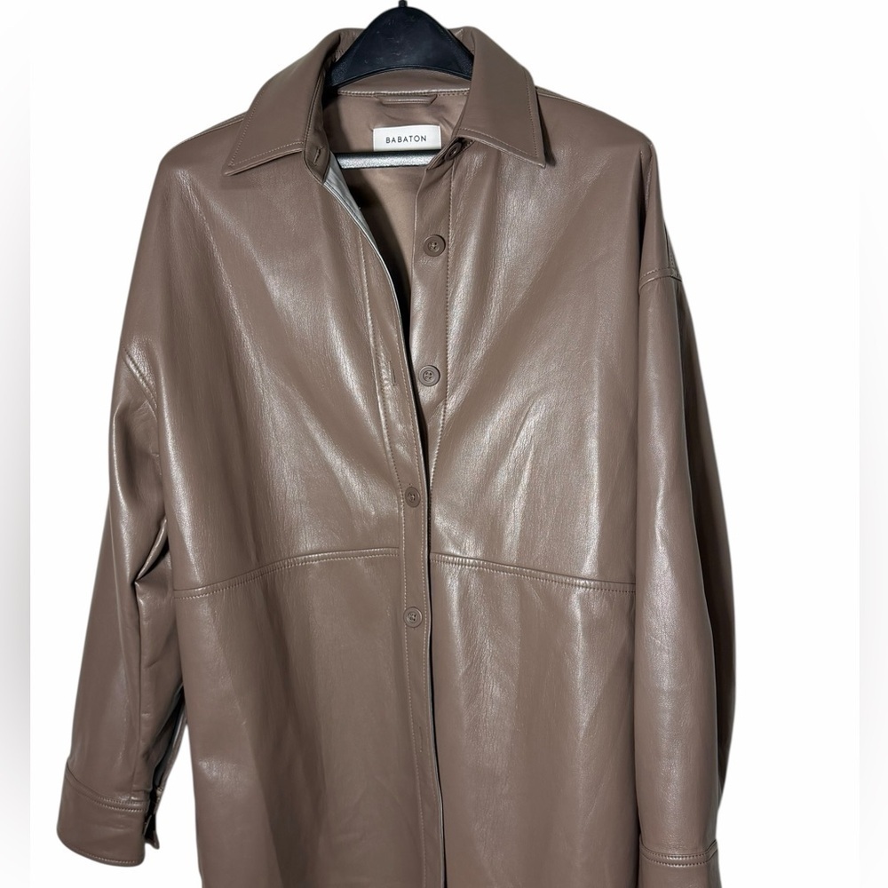 Aritzia Babaton Medium Faux Leather Pelli Shirt Jacket new without tags - Picture 11 of 16